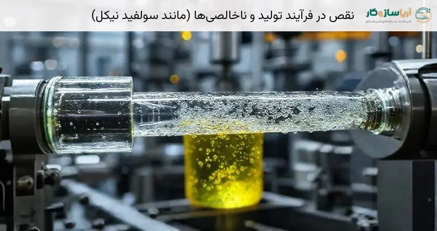 نقص در فرآیند تولید و ناخالصی‌ها (مانند سولفید نیکل)