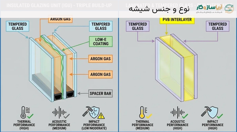 نوع و جنس شیشه