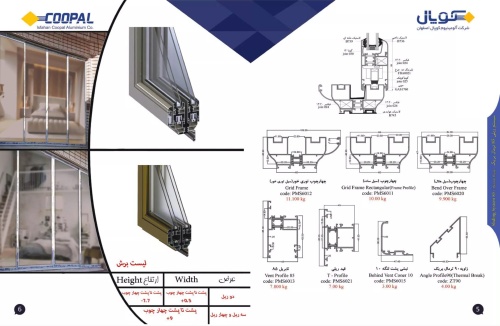 سیستم درب و پنجره ریلی 85 ترمال بریک آلومینیومی کوپال