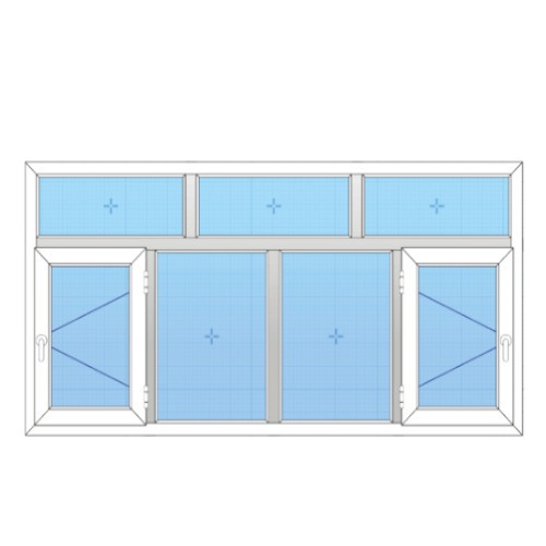 پنجره  آلومینیومی چهار لنگه تک حالته با کتیبه آکرول
